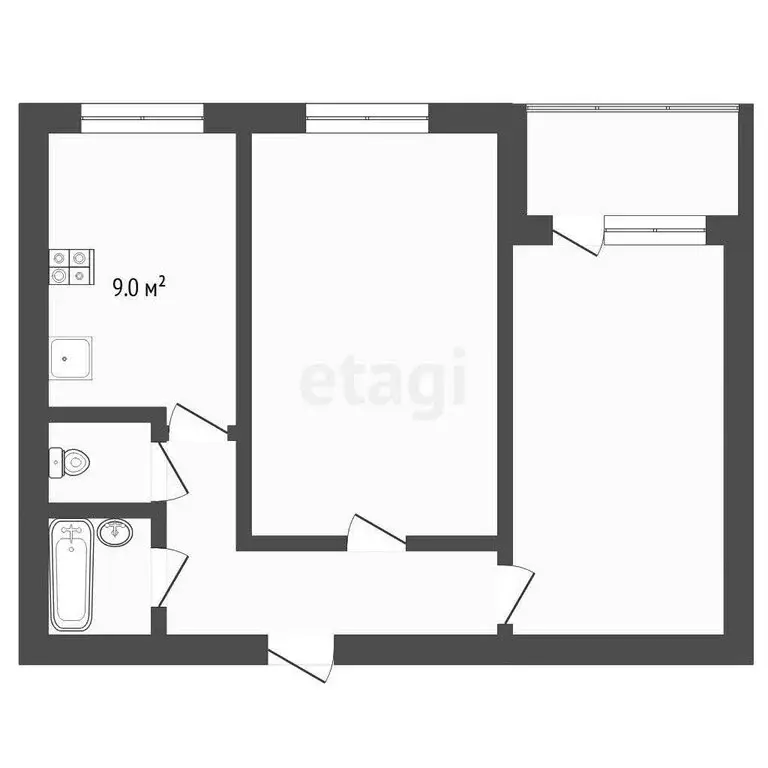 2-комнатная квартира: Тюмень, улица Радищева, 27 (51.5 м) - Фото 1