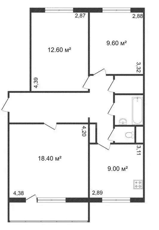 3-комнатная квартира: Тобольск, Рощинский переулок, 66 (65.8 м) - Фото 1