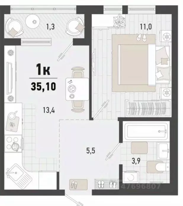 1-к кв. Краснодарский край, Новороссийск ул. Мурата Ахеджака, 5к1 ... - Фото 1