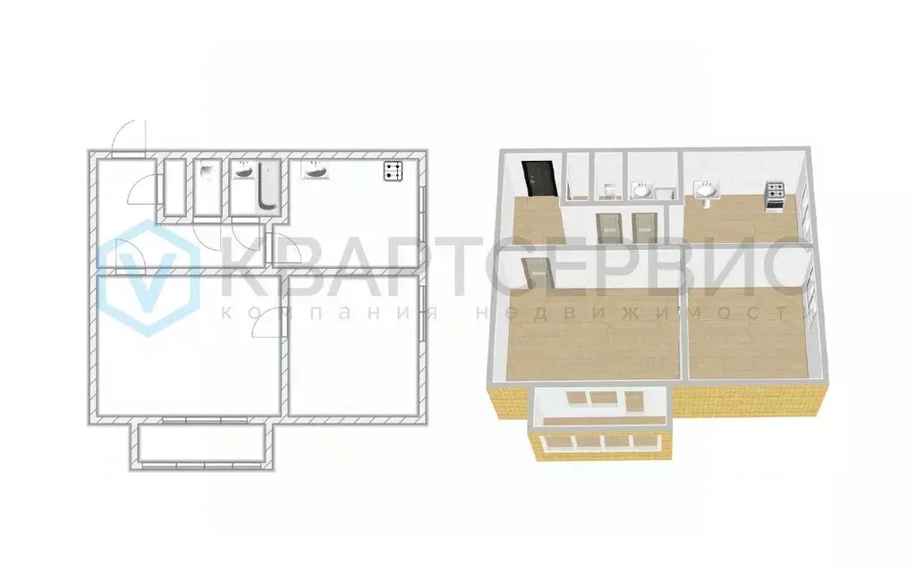 2-к кв. Омская область, Омск наб. Иртышская, 43 (39.8 м) - Фото 2