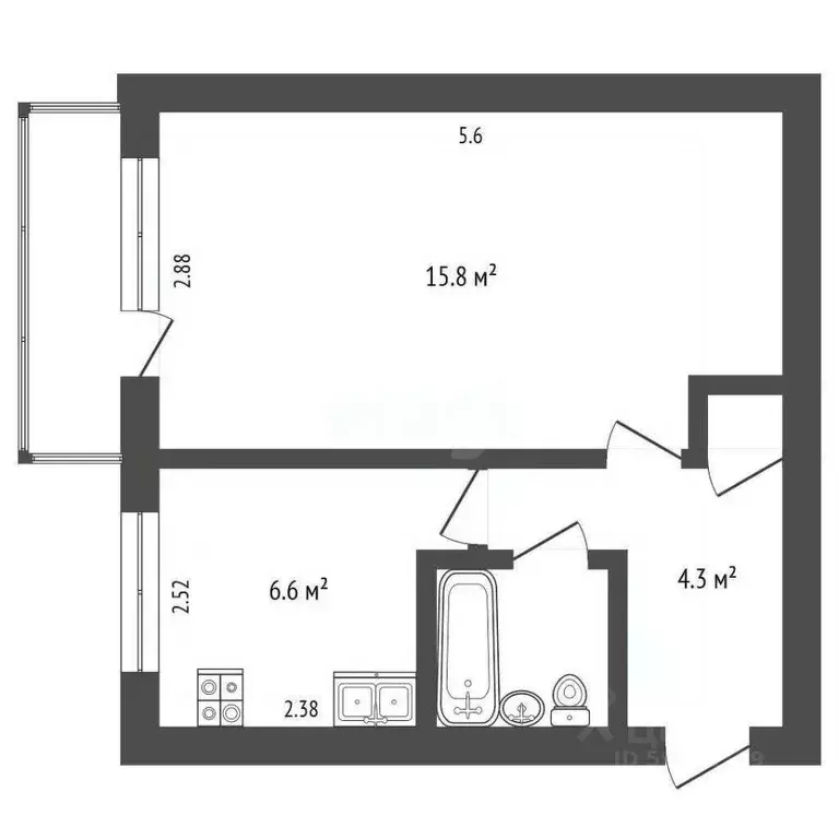 1-к кв. Архангельская область, Архангельск ул. Федота Шубина, 20 (29.8 ... - Фото 1