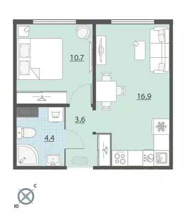 1-к кв. Свердловская область, Екатеринбург Широкая Речка мкр, Меридиан ... - Фото 2