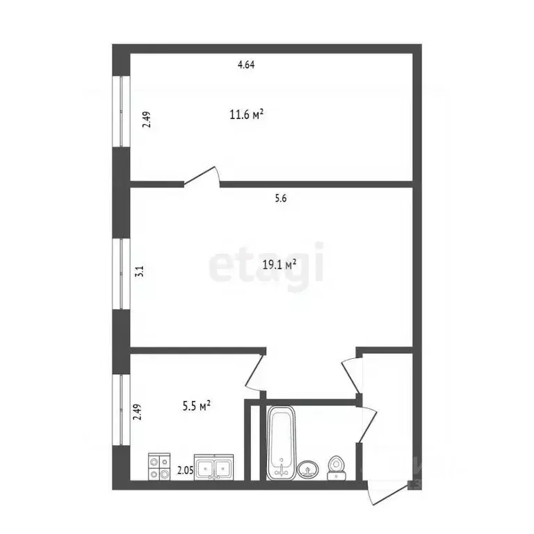 2-к кв. Псковская область, Псков Юбилейная ул., 57 (44.4 м) - Фото 2