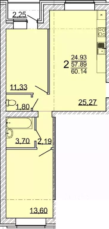 2-к кв. Воронежская область, с. Новая Усмань  (60.14 м) - Фото 0