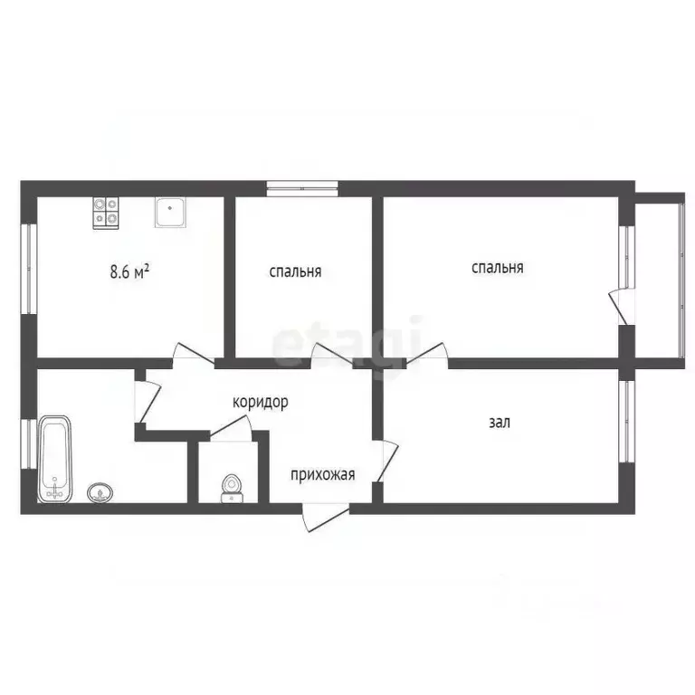 3-к кв. Ставропольский край, Георгиевск ул. Кочубея (54.3 м) - Фото 1