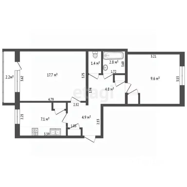 2-к кв. Самарская область, Волжский район, Смышляевка городское ... - Фото 2
