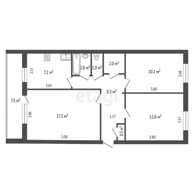 3-к кв. Хабаровский край, Комсомольск-на-Амуре Севастопольская ул., ... - Фото 2