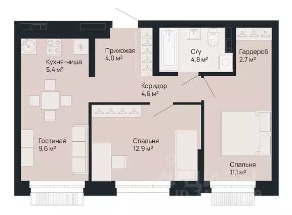 2-к кв. Нижегородская область, Нижний Новгород Резиденция жилой ... - Фото 0