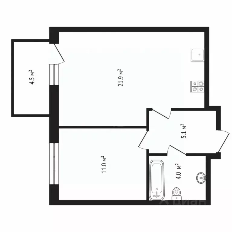 1-к кв. Тюменская область, Тюмень Профсоюзная ул., 63 (43.2 м) - Фото 0