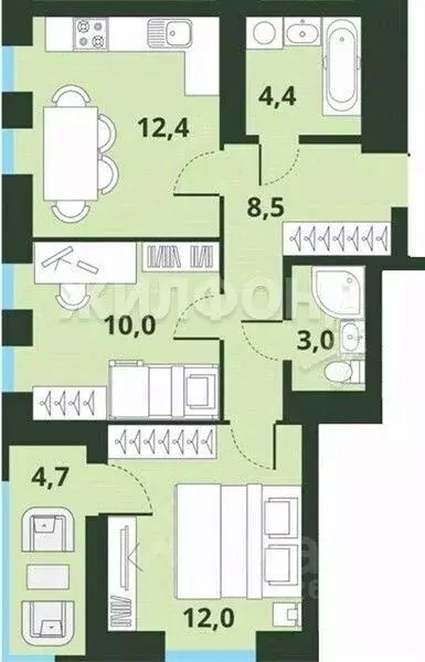 3-к кв. Новосибирская область, Новосибирск Тайгинская ул., с4 (54.0 м) - Фото 0