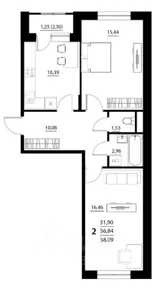2-к кв. Белгородская область, Белгородский район, Дубовское с/пос, с. ... - Фото 1