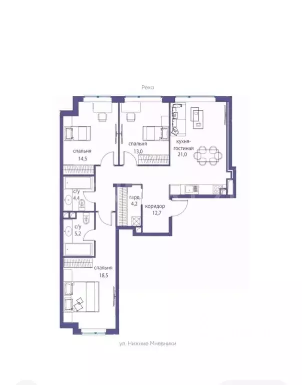 4-к кв. Москва ул. Нижние Мневники, 7 (93.5 м) - Фото 2