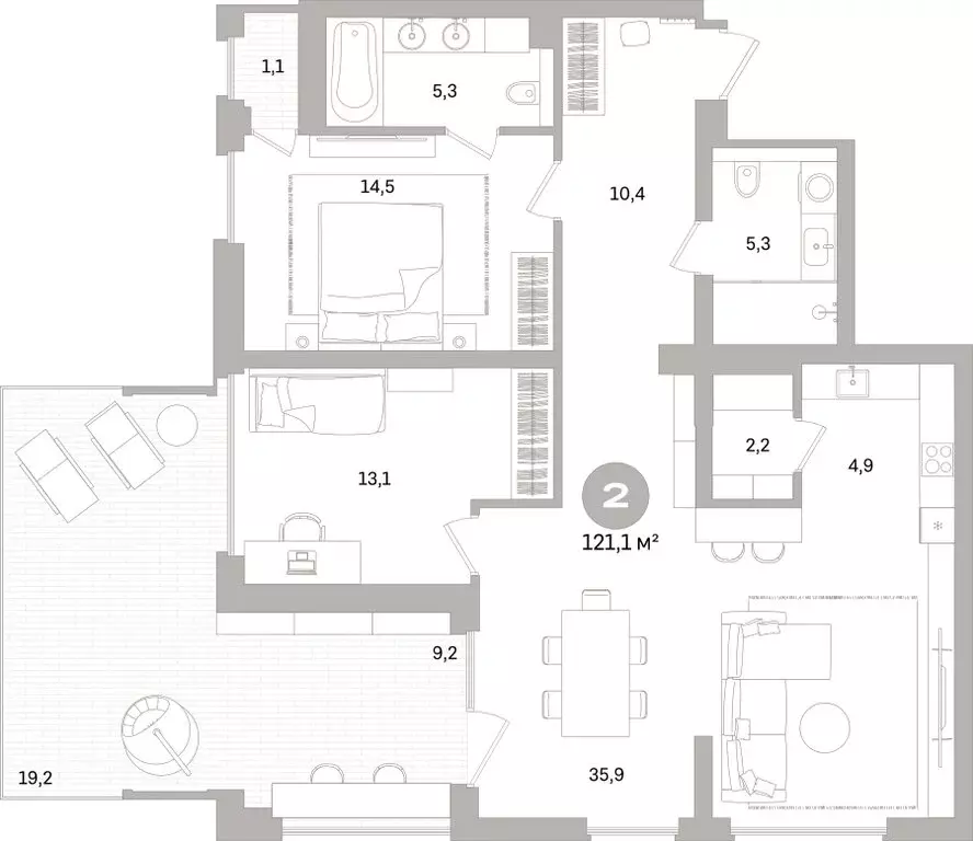 2-комнатная квартира: Санкт-Петербург, Василеостровский район, ЖК ... - Фото 2
