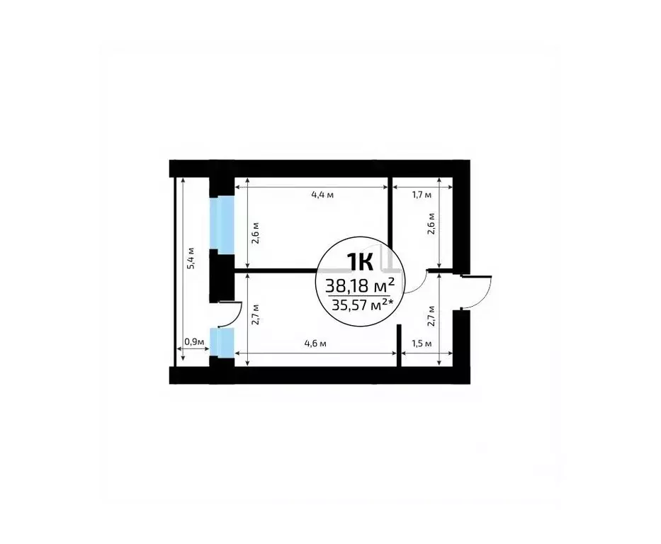 1-к кв. Самарская область, Самара пос. Мехзавод, 1-й кв-л, 50 (38.18 ... - Фото 2
