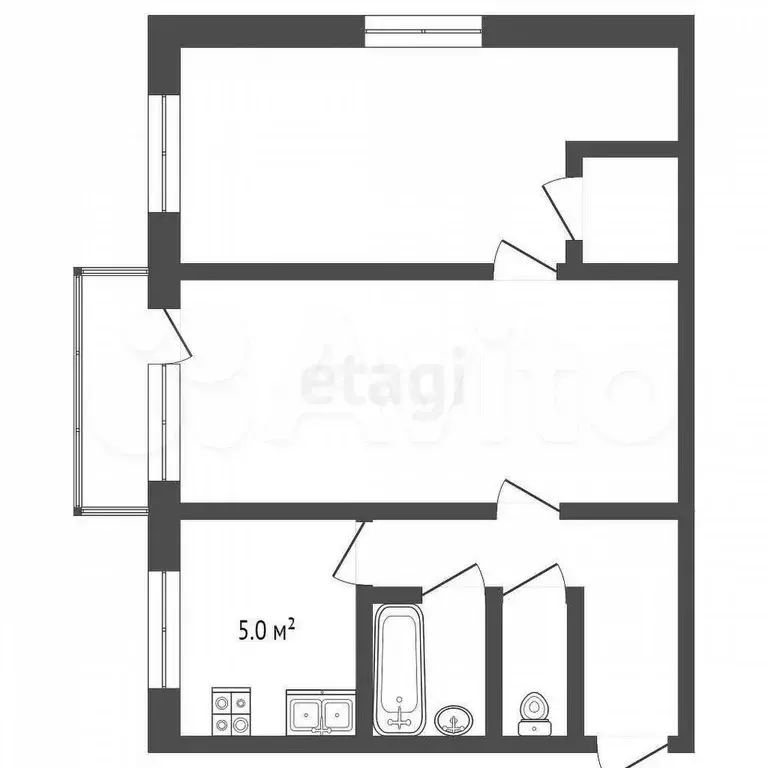 2-к. квартира, 40,2 м, 2/2 эт. - Фото 0