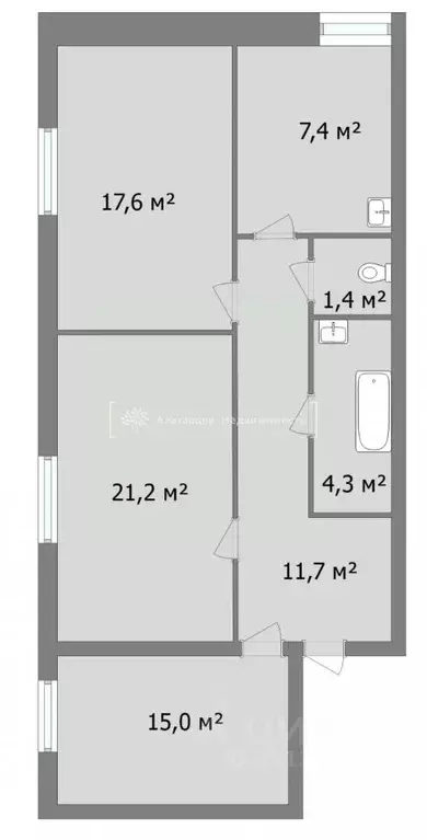 3-к кв. Томская область, Томск ул. Карташова, 31Б (78.6 м) - Фото 0