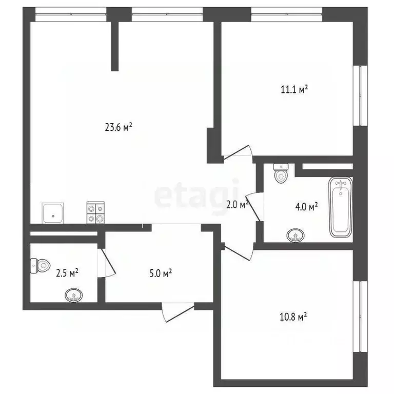 2-к кв. Тюменская область, Тюменский муниципальный округ, д. Дербыши ... - Фото 1