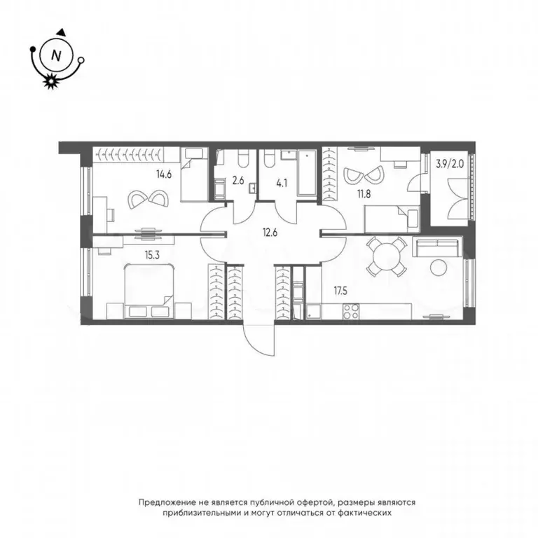 3-к. квартира, 80,5 м, 9/9 эт. - Фото 0