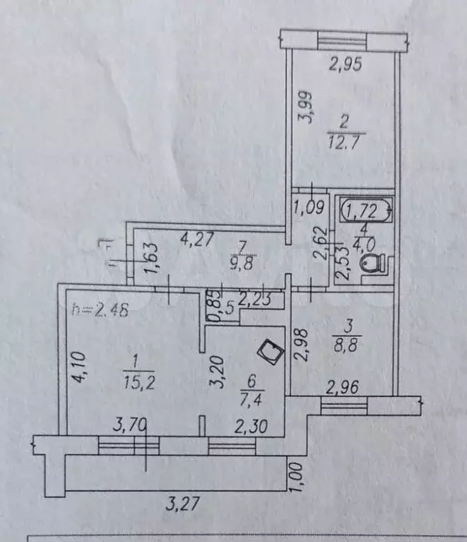 3-к. квартира, 59,2 м, 4/9 эт. - Фото 0