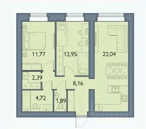 2-к кв. Брянская область, Брянский район, пос. Мичуринский, ... - Фото 1