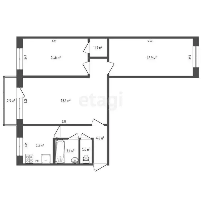3-комнатная квартира: Владимир, улица Растопчина, 39 (57.7 м) - Фото 0