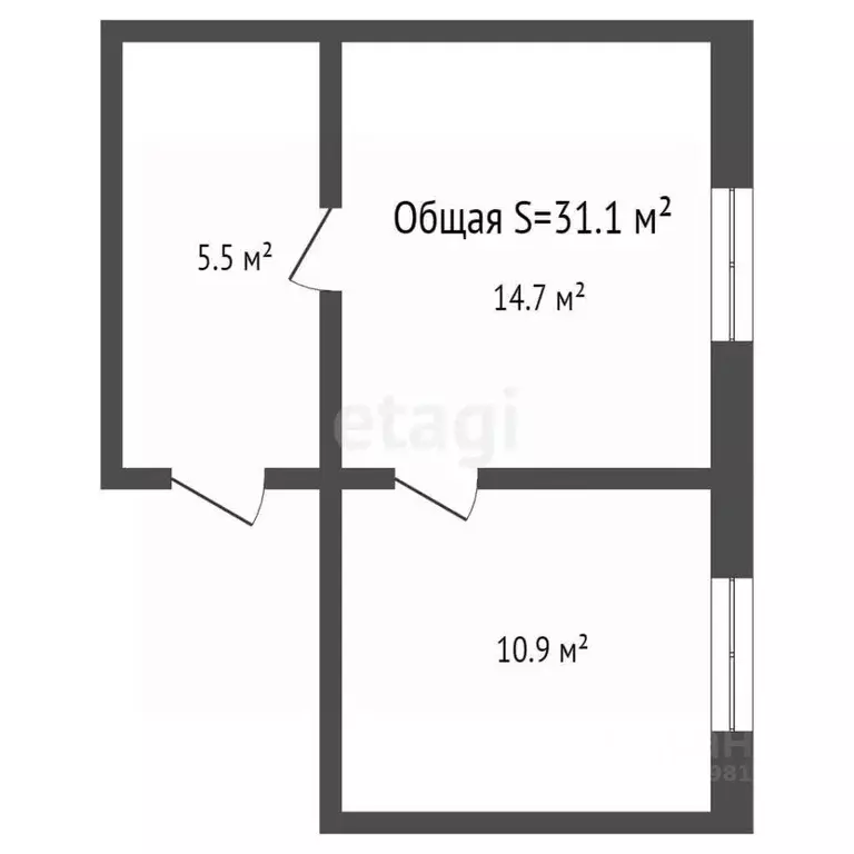 Комната Брянская область, Дятьково 12-й мкр, 2 (31.1 м) - Фото 1