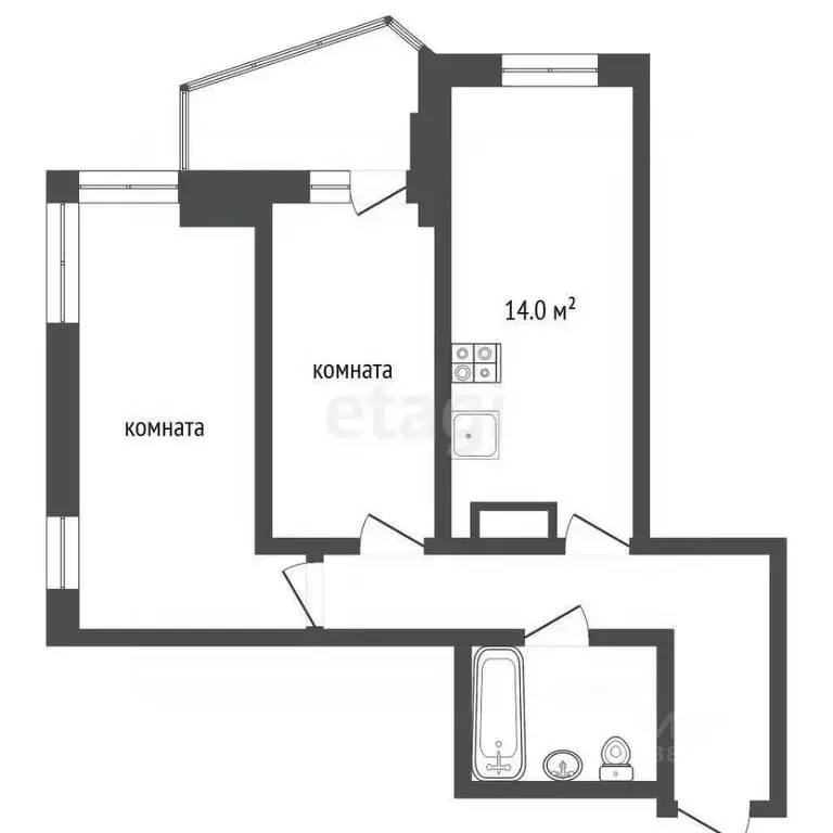 2-к кв. Ростовская область, Ростов-на-Дону ул. Ларина, 45с2 (55.0 м) - Фото 1