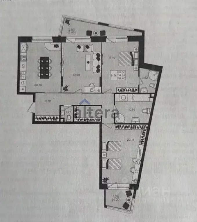 3-к кв. Татарстан, Казань ул. Дубравная, 16 (115.3 м) - Фото 2