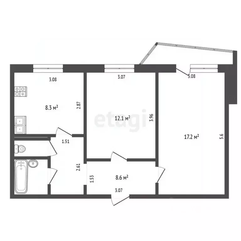 2-к кв. Орловская область, Орел Раздольная ул., 88 (50.0 м) - Фото 2