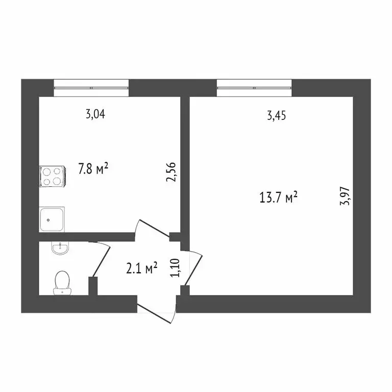 1-комнатная квартира: Ишим, Аникинская улица, 3 (26.4 м) - Фото 1
