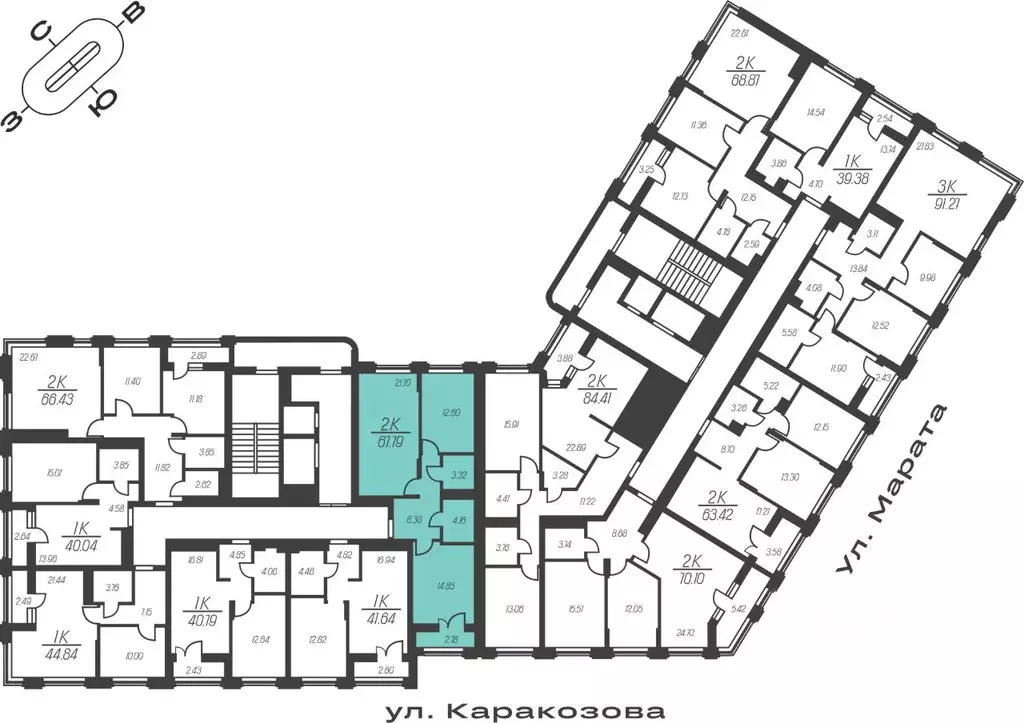 2-к кв. Тульская область, Тула ул. Каракозова, 75 (67.79 м) - Фото 1