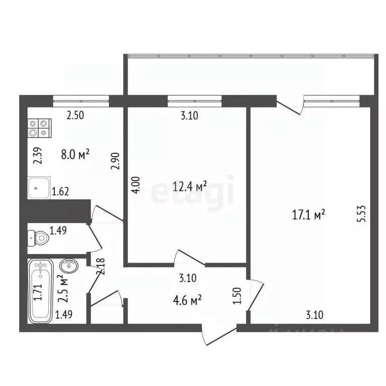 2-к кв. Нижегородская область, Выкса Жуковского мкр, 2 (46.4 м) - Фото 2