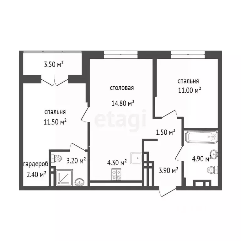 2-к кв. Тюменская область, Тюмень ул. Тимирязева, 8к1 (57.5 м) - Фото 1