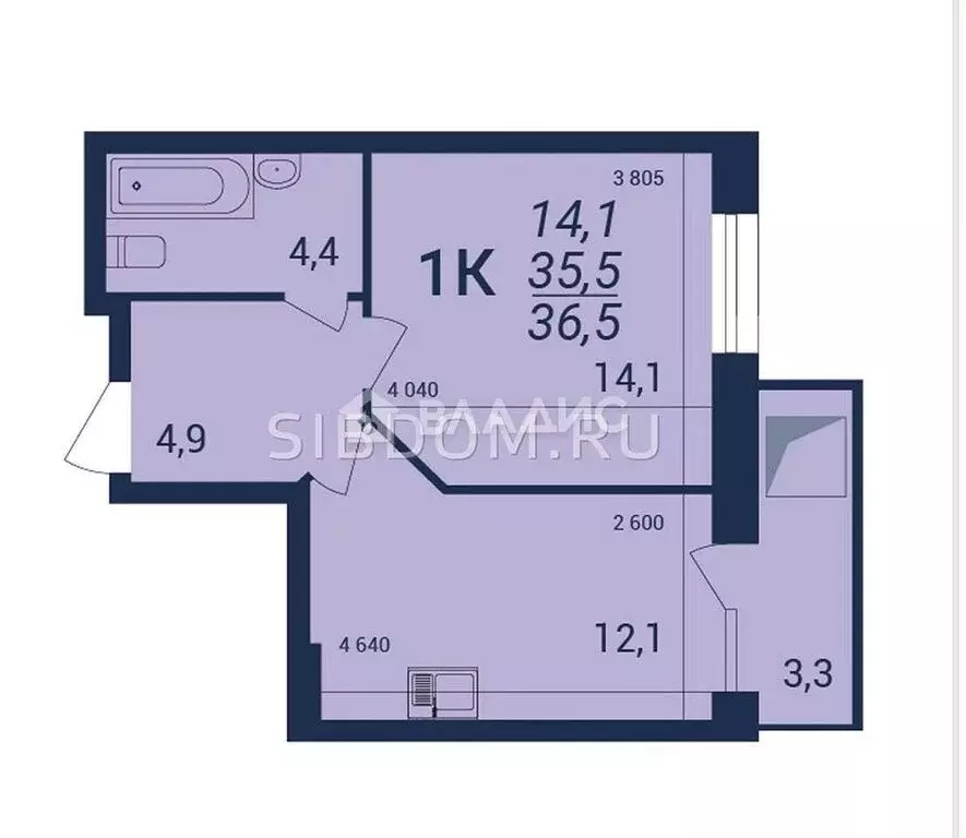 1-комнатная квартира: Новосибирск, улица Кирова, 242 (36.5 м) - Фото 0