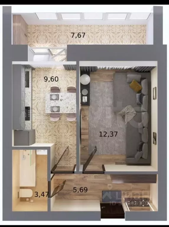 1-к кв. Татарстан, с. Пестрецы ул. Казанская, 16Б/3 (34.8 м) - Фото 0