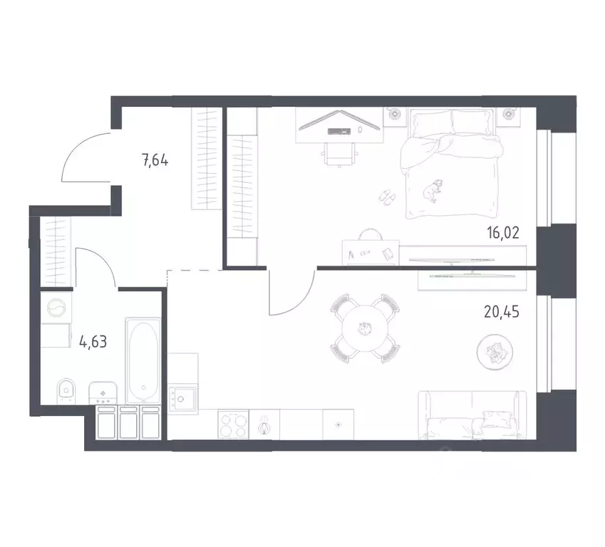 1-к кв. Москва Тропарево Парк мк, к2.2 (48.74 м) - Фото 1