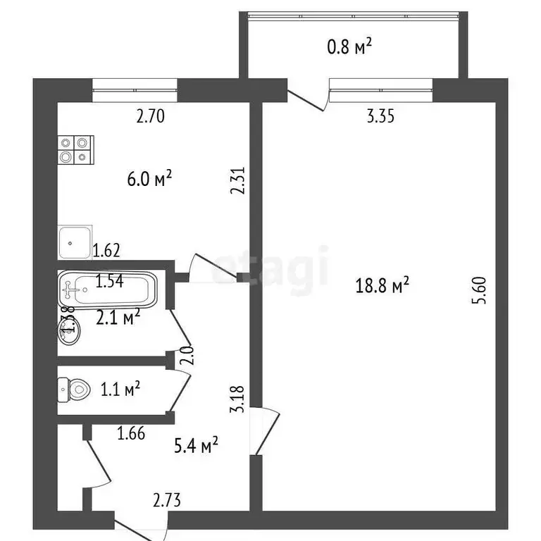 1-комнатная квартира: Калининград, Московский проспект, 92 (33.4 м) - Фото 1