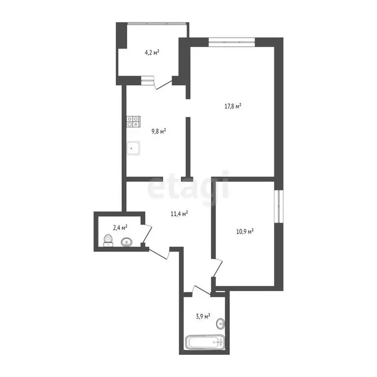 2-комнатная квартира: Тюмень, улица Николая Чаплина, 130 (56.2 м) - Фото 0