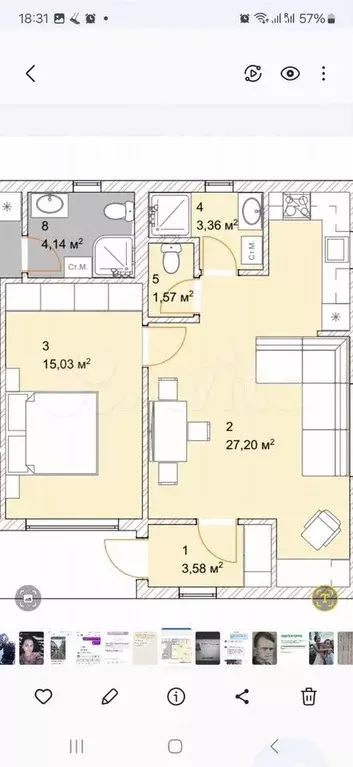 2-к. квартира, 50 м, 2/2 эт. - Фото 0