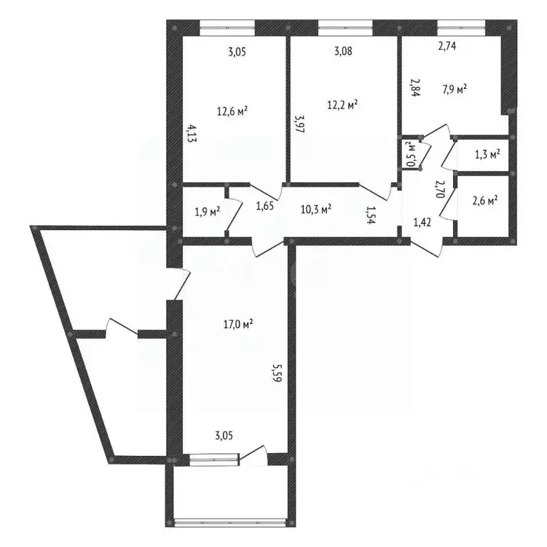 3-к кв. Башкортостан, Уфа ул. Максима Рыльского, 25/2 (83.6 м) - Фото 2