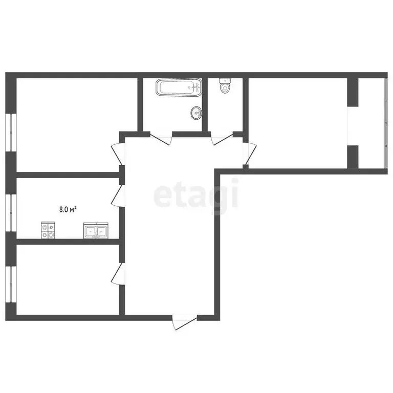 3-комнатная квартира: Усинск, улица Нефтяников, 52 (63.1 м) - Фото 1