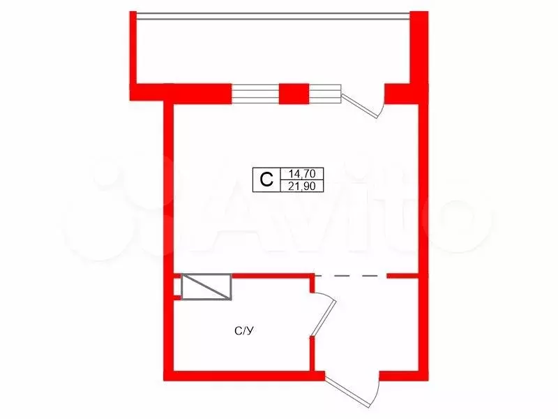 Квартира-студия, 21,9 м, 2/19 эт. - Фото 0