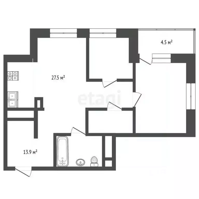 2-к кв. Тюменская область, Тюмень ул. Мельникайте, 2к18 (59.6 м) - Фото 2