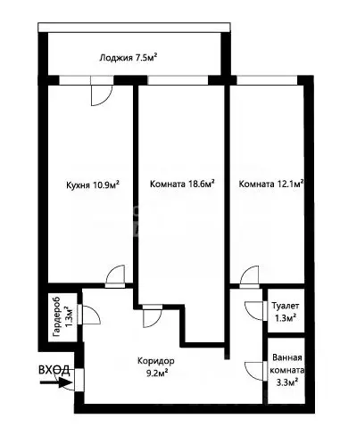 2-к кв. Томская область, Томск ул. Юрия Ковалева, 38 (60.3 м) - Фото 2