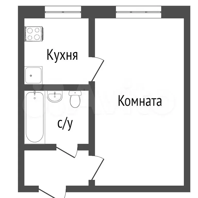 1-к. квартира, 29,7 м, 5/5 эт. - Фото 0