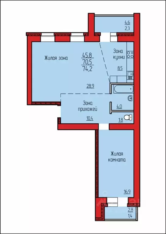 3-к кв. Амурская область, Благовещенск Высокая ул., 33 (73.3 м) - Фото 1