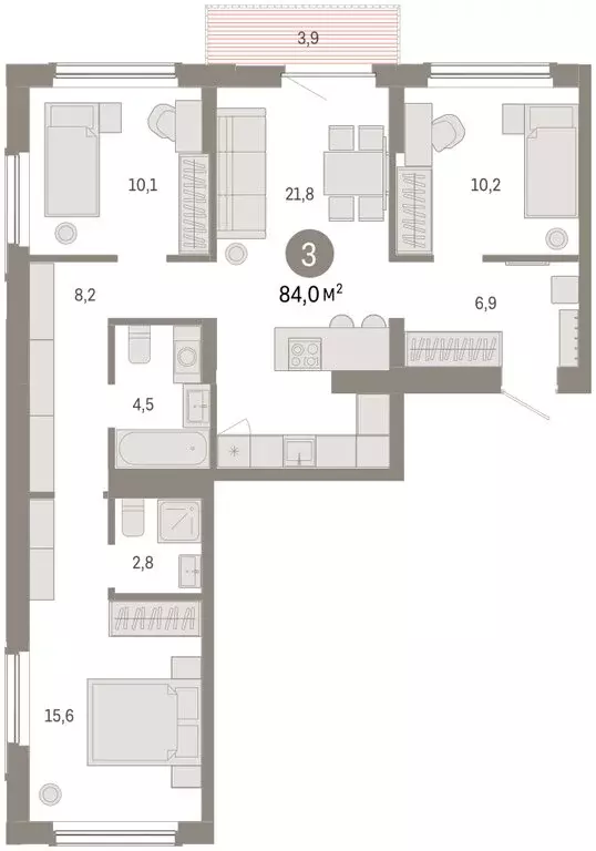 3-комнатная квартира: Омск, Кировский округ (83.98 м) - Фото 2