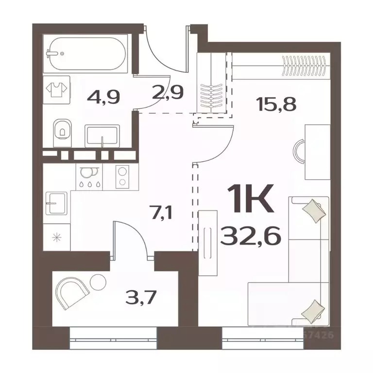 1-к кв. Приморский край, Владивосток ул. Слуцкого, 5А (30.7 м) - Фото 1