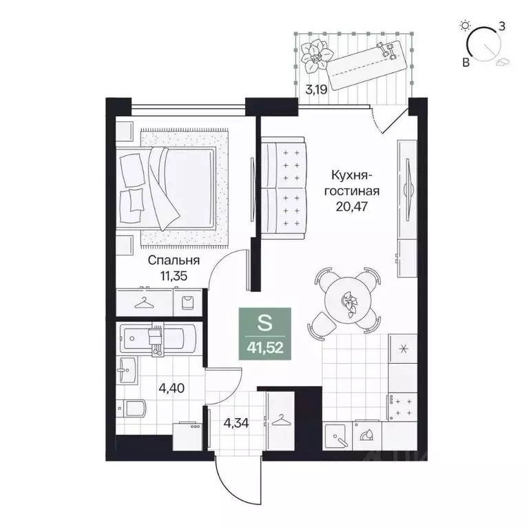 1-к кв. Волгоградская область, Волгоград просп. Имени В.И. Ленина, 59Г ... - Фото 1