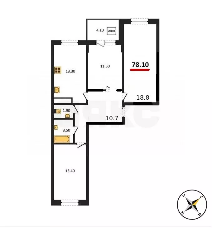 3-комнатная квартира: Владимир, Добросельская улица, 180 (78.1 м) - Фото 0